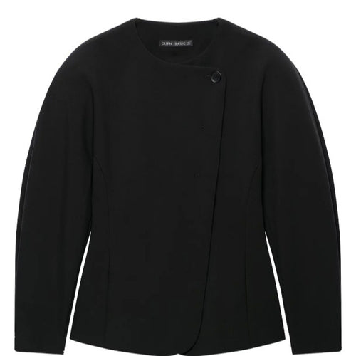 Damen Taillierte Blazerjacke mit asymmetrischer Knopfleiste und Rundhalsausschnitt Drune
