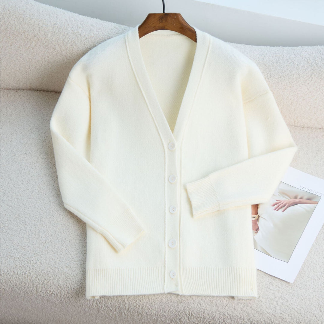 Damen modischer Strickcardigan mit V-Ausschnitt und Knopfdetails Drune