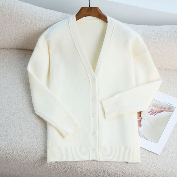 Damen modischer Strickcardigan mit V-Ausschnitt und Knopfdetails Drune