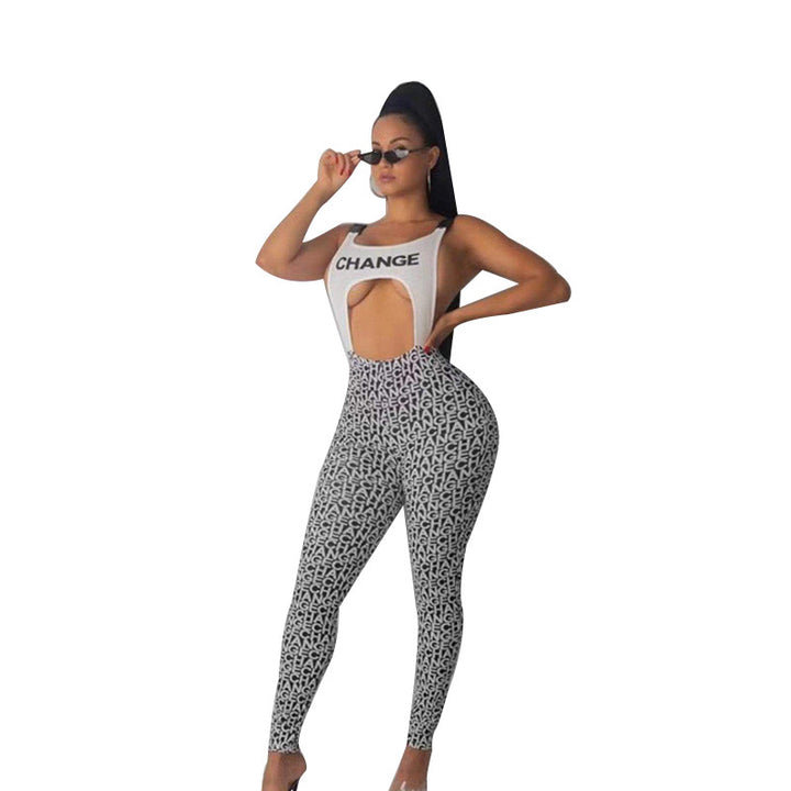 Damen körperbetontes Sport-Outfit mit modischem Print Drune