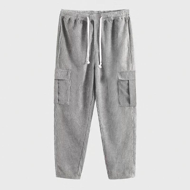 Herren nan Cord-Cargo-Jogginghose mit elastischem Bund, Kordelzug und aufgesetzten Klappentaschen Drune