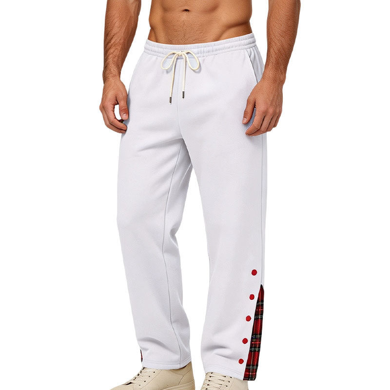 Herren weite Jogginghose mit Karobesatz und Druckknopf-Detail Drune