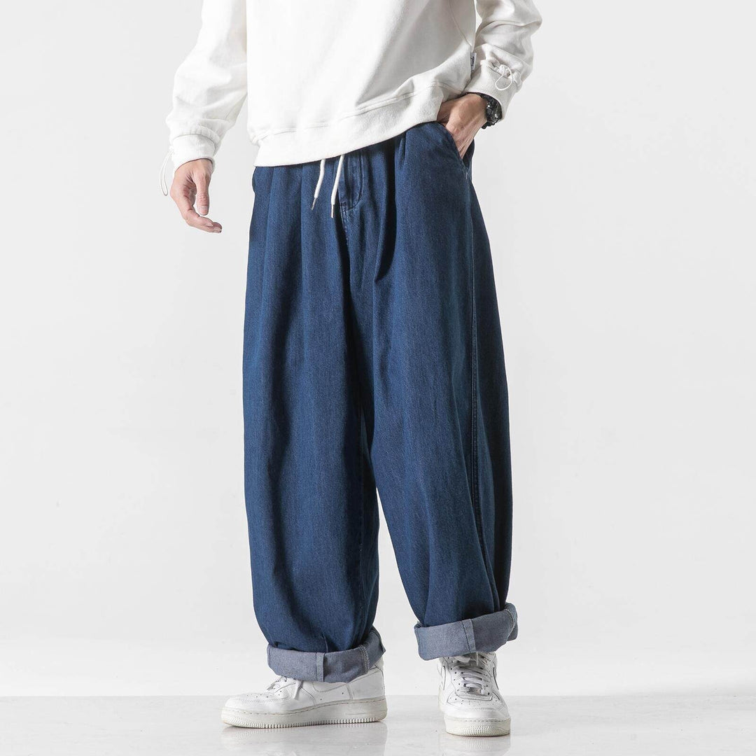Herren Extraweite Baggy-Hose mit Tunnelzugbund und umgeschlagenem Saum Drune