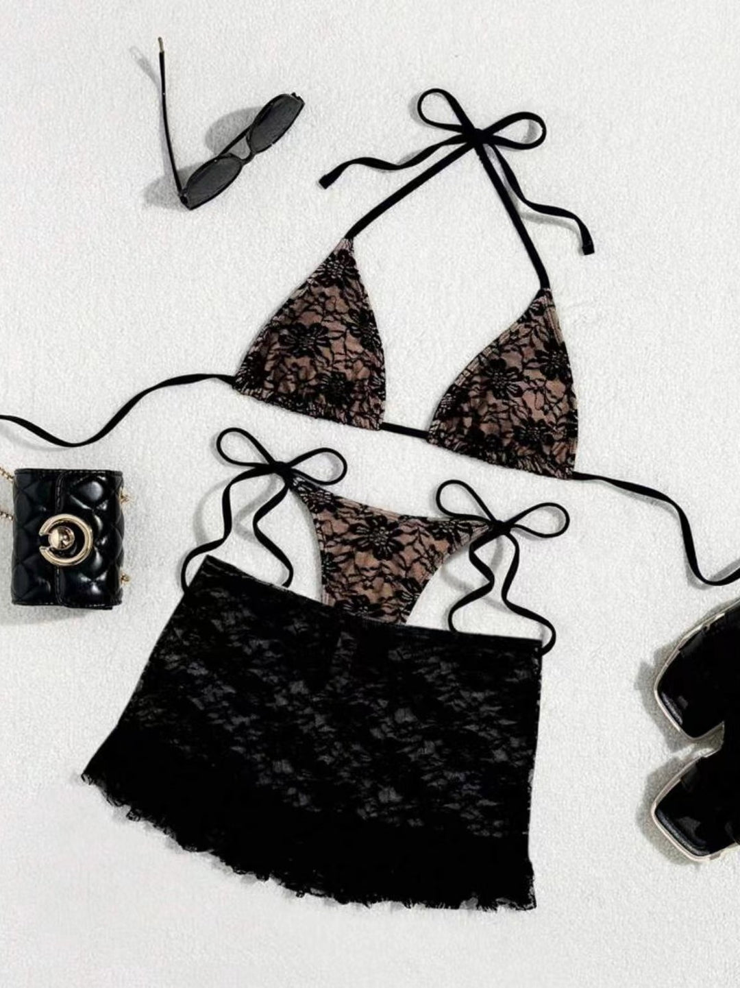 Damen Spitzen-Bikini mit Rüschen Drune