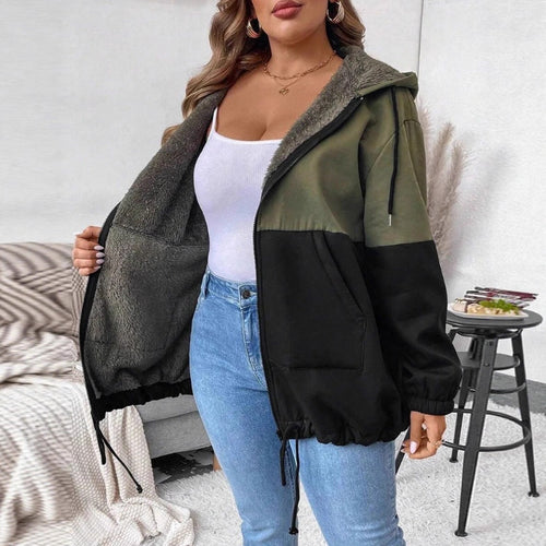Damen lässige Übergangsjacke mit doppellagigem Fleece und verstellbarem Saum Drune