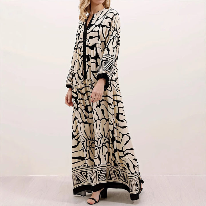 Damen Maxikleid im Boho-Stil mit floralem Design Drune