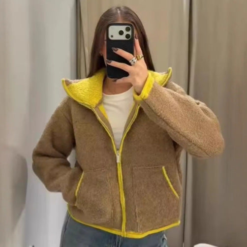 Damen kuschelige Fleecejacke mit modernem Reißverschluss und praktischen Taschen Drune