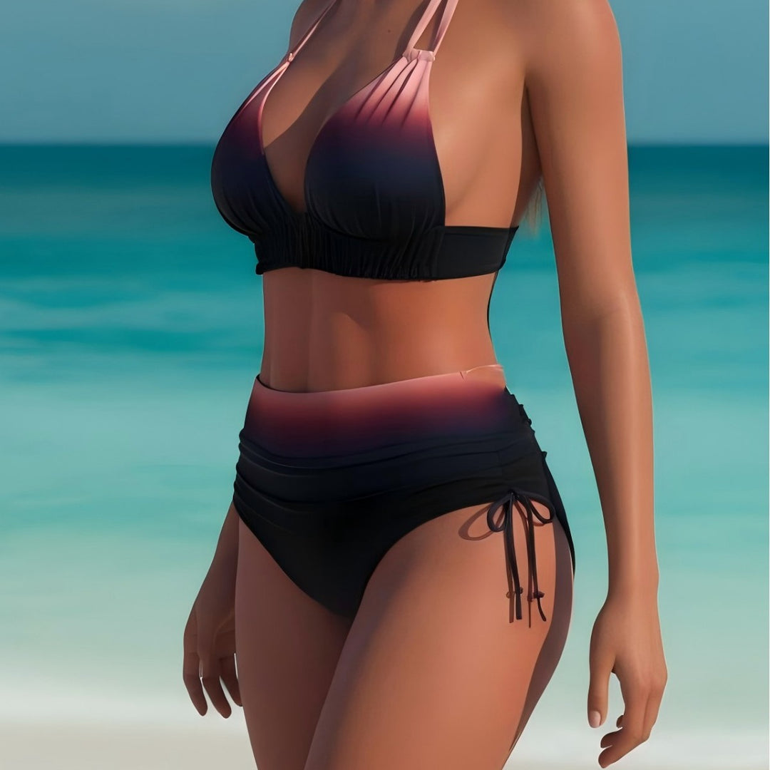 Damen Bikini-Set mit verstellbaren Trägern und hohem Taillenschnitt Drune