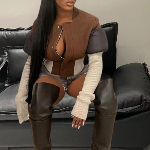 Damen Strickjacke mit modischem Schnitt und kontrastierenden Ärmeln Drune