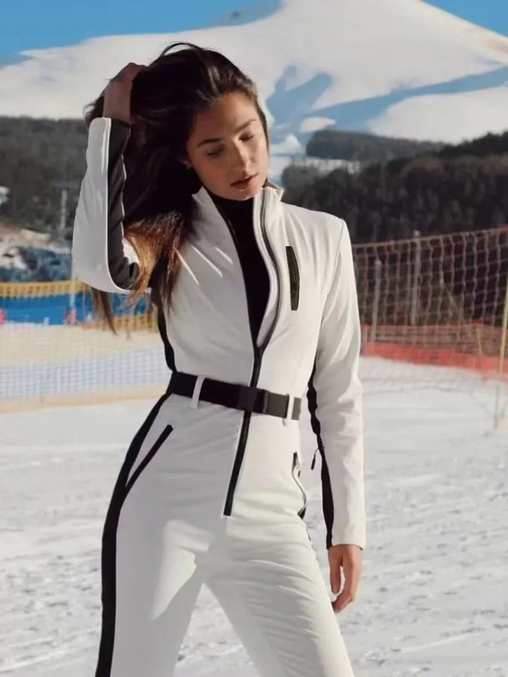Damen 200+ taillierter Skioverall mit Taillengürtel und winddichter Funktionsmembran Drune