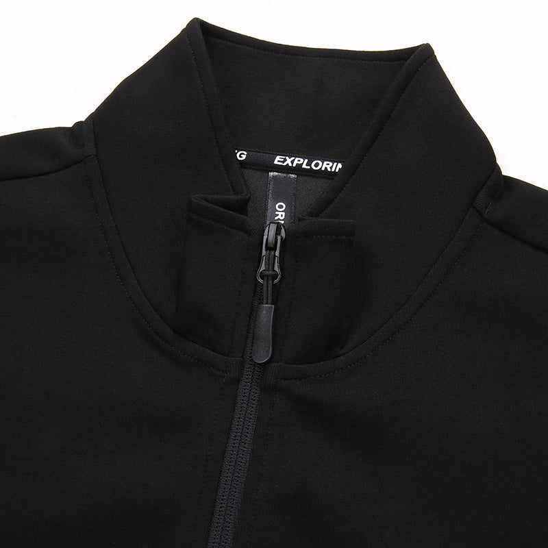 Herren Sportive windabweisende Trainingsjacke mit Stehkragen und verdecktem Reißverschluss Drune