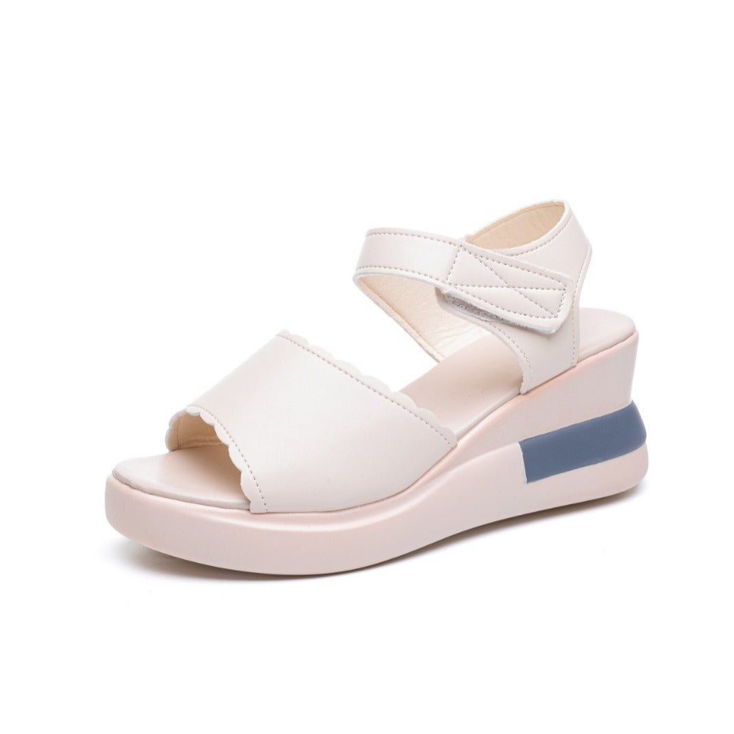 Damen nan Plateau-Pantolette mit überkreuzten Lederoptik-Riemen und ergonomischem Fußbett Drune