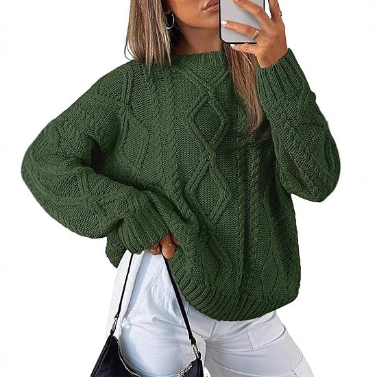 Damen Oversize-Zopfmuster-Pullover aus grobem Strick Drune