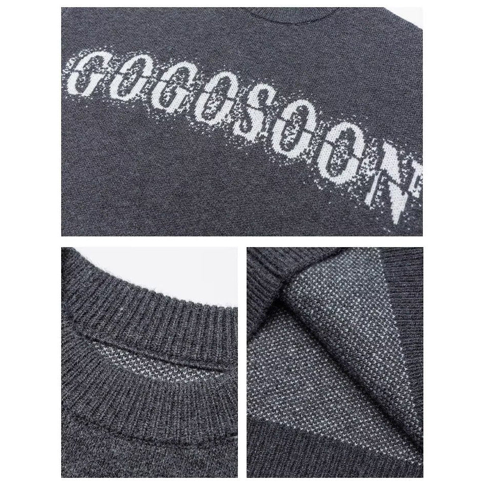 Damen Oversized Strickpullover mit Schriftzug Drune