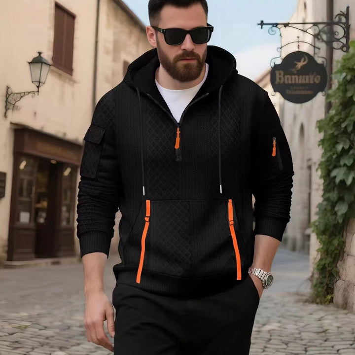 Herren sportlicher Kapuzenpullover mit strukturiertem Design und praktischen Reißverschlusstaschen Drune