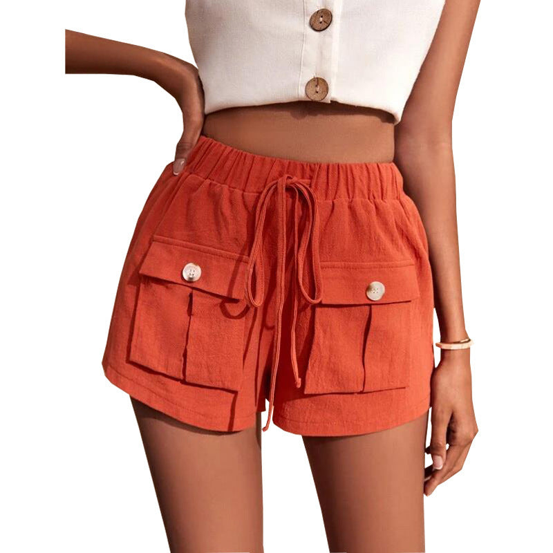 Damen lässige Shorts mit praktischen Taschen und komfortablem Kordelzug Drune