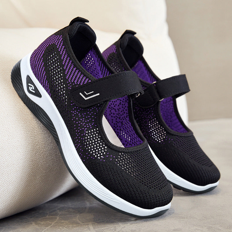 Damen Sportliche Sneakers mit Klettverschluss und atmungsaktiver Netzstruktur Drune