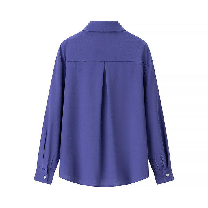 Damen nan lässige oversized Boyfriend-Bluse mit Hemdkragen, verdeckter Knopfleiste und abgerundetem Saum Drune