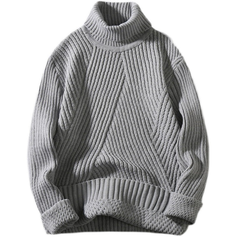 Herren Strickpullover mit hohem Kragen und strukturiertem Zopfdesign Drune