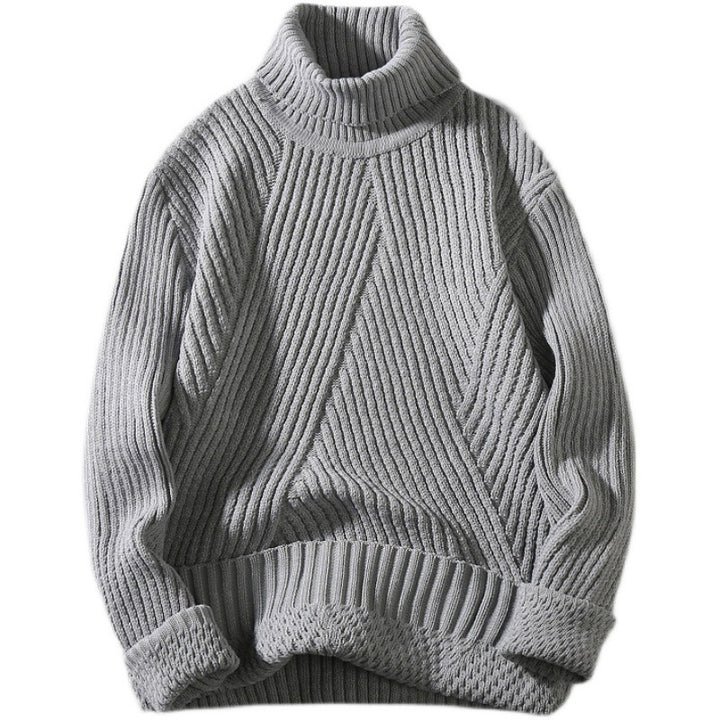 Herren Strickpullover mit hohem Kragen und strukturiertem Zopfdesign Drune