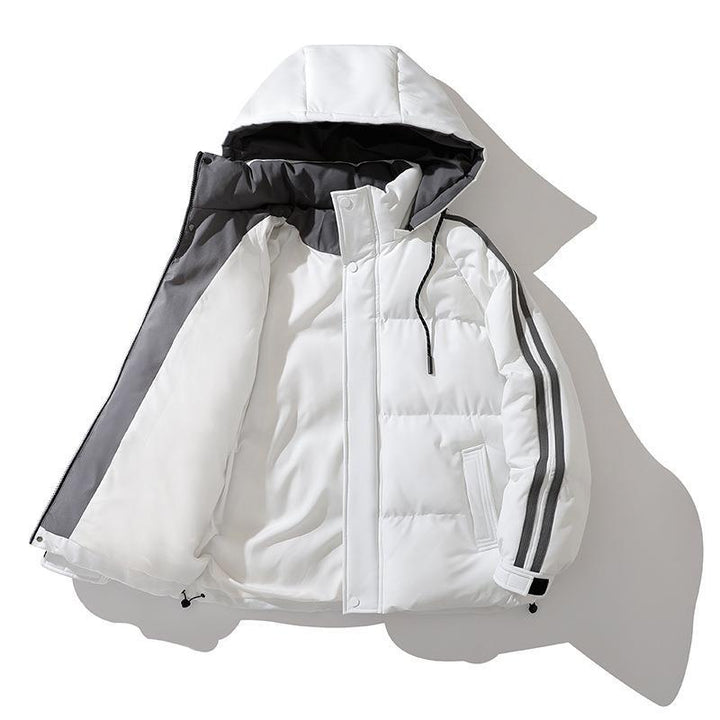 Unisex Wattierte Kapuzenjacke mit Kordelzug und Kontraststreifen Drune