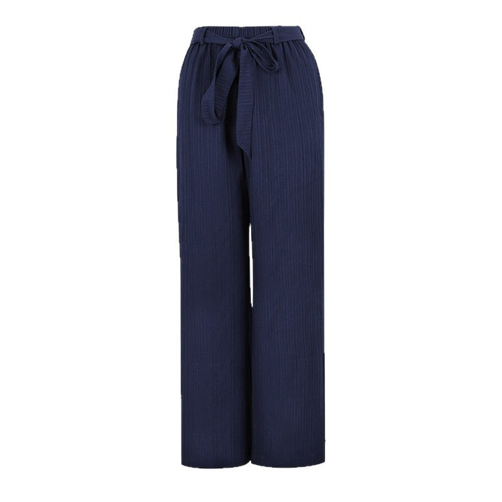 Damen Weite Plissee-Hose mit Bindeband und elastischem Bund Drune