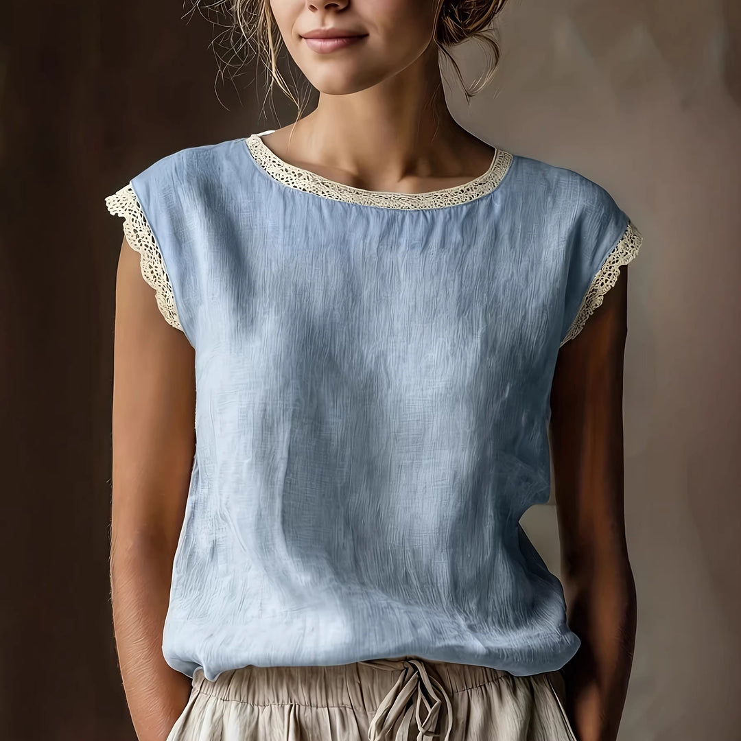Damen Bluse mit Spitzenakzenten und lässigem Schnitt Drune