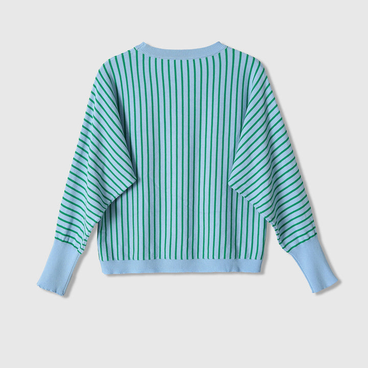 Damen Gestreifter Feinstrickpullover mit kastiger Cropped-Passform Drune