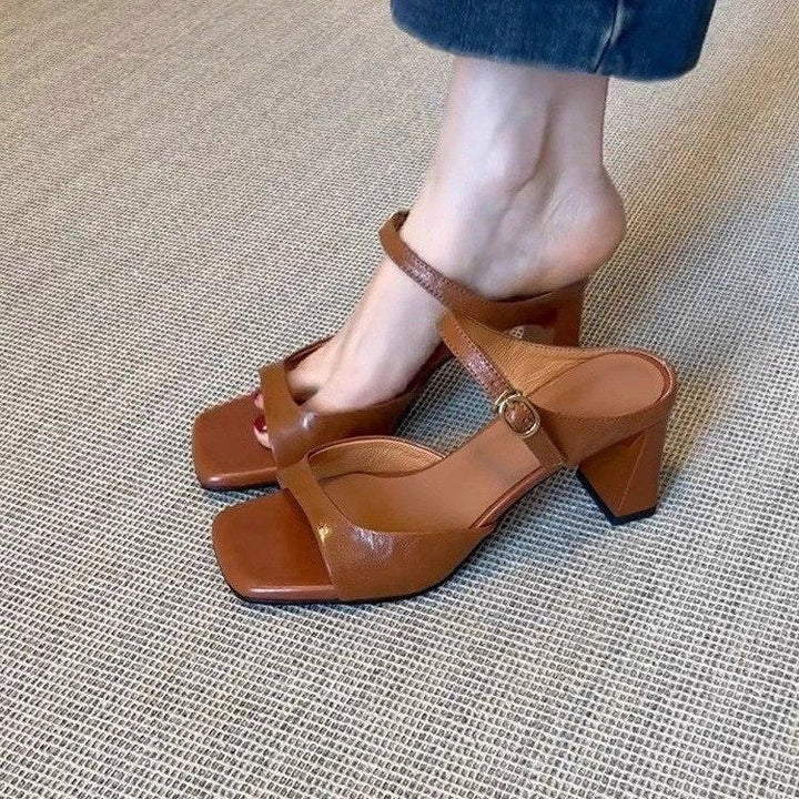 Damen Slingback Sandalen mit modischem Blockabsatz und elegantem Riemendesign Drune