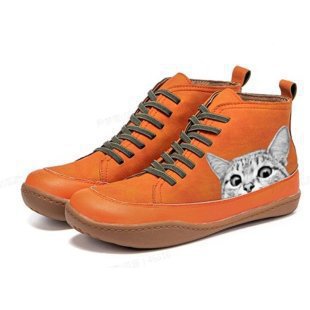 Damen High-Top Sneakers mit künstlerischem Katzenmotiv und bequemer Sohle Drune