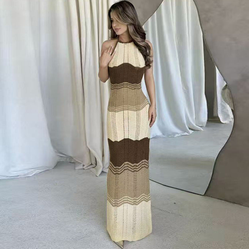Damen figurbetontes Häkelkleid mit modernem Muster Drune