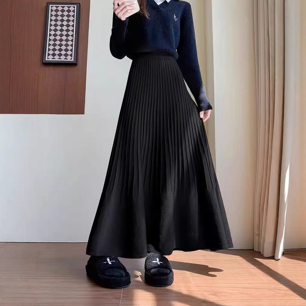 Damen eleganter Faltenrock mit hohem Bund Drune