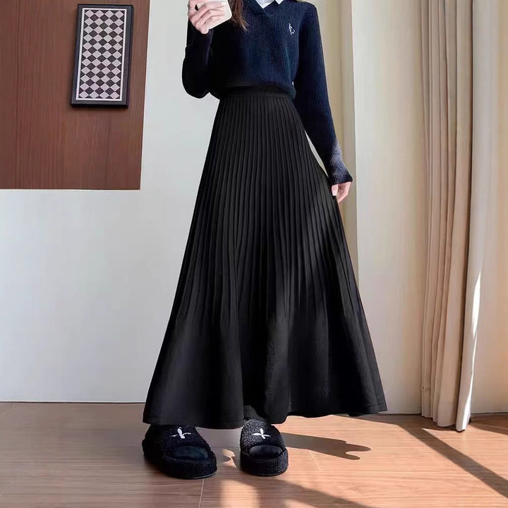 Damen eleganter Faltenrock mit hohem Bund Drune