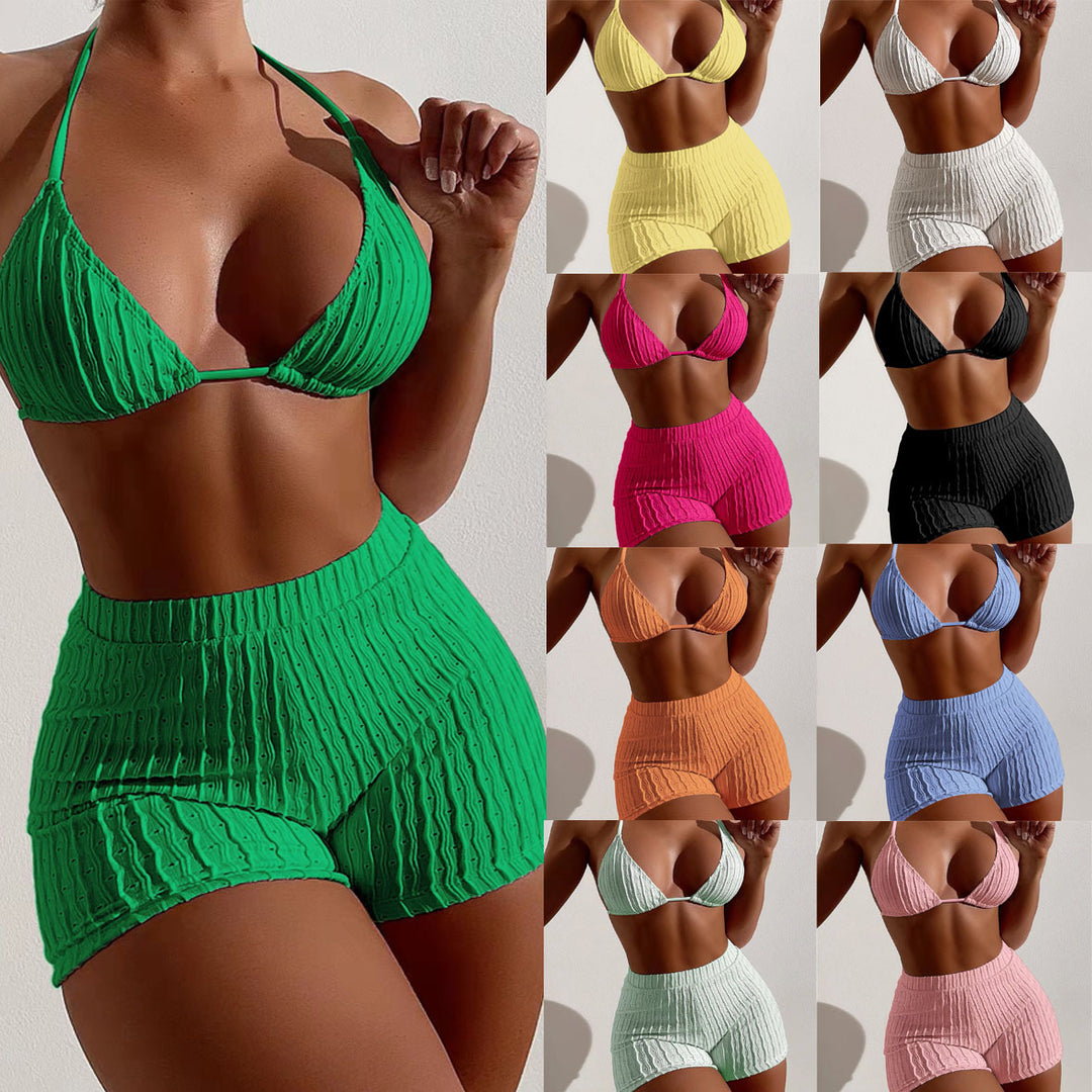 Damen Bikini-Set mit strukturierter Oberteil- und Short-Kombination Drune