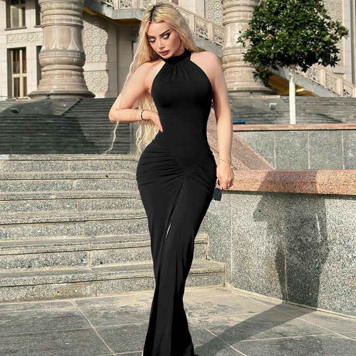Damen Figurbetontes Maxikleid mit eleganter Drapierung Drune