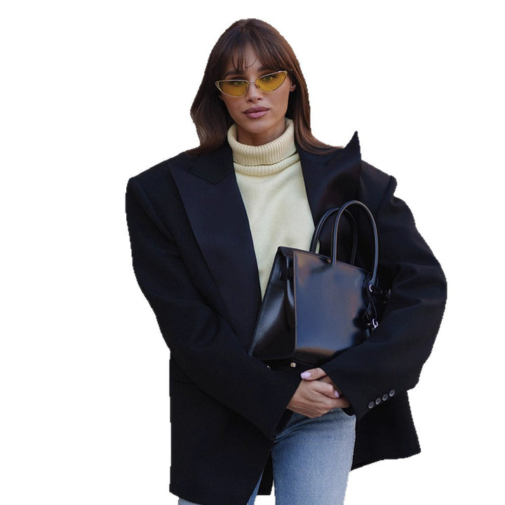 Damen Kompakte strukturierte Handtasche mit Doppelgriff und minimalistischem Design Drune