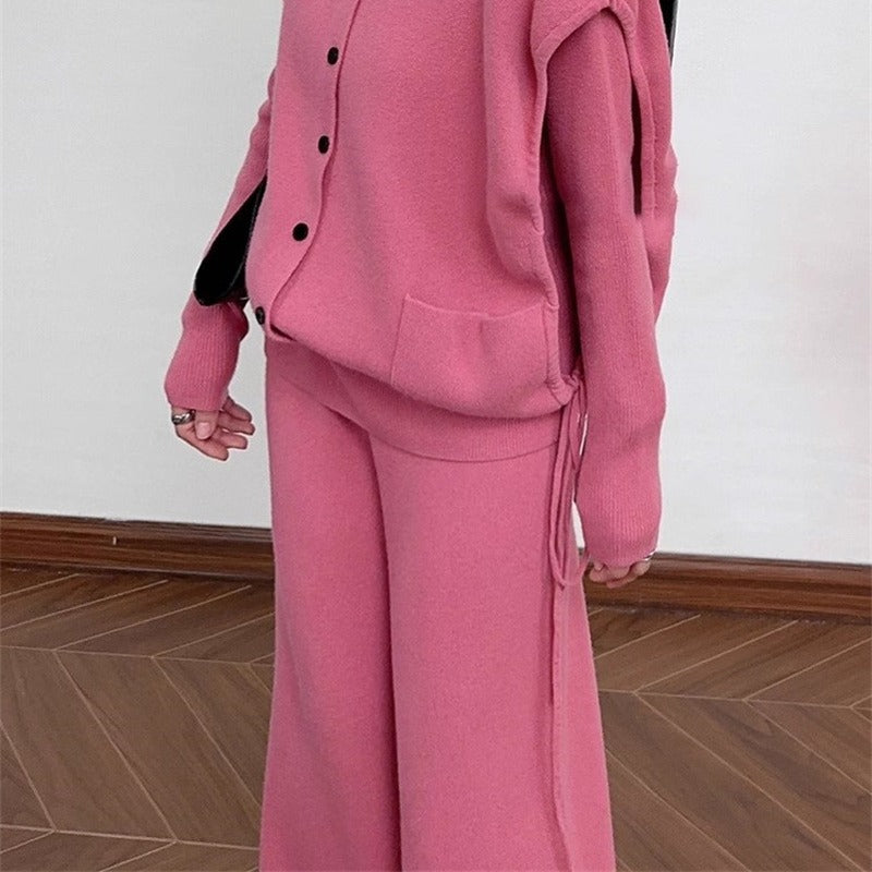 Damen Grobstrickjacke mit praktischen Seitentaschen und Knopfverschluss Drune