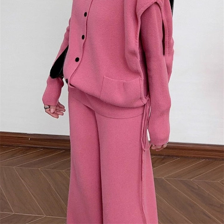 Damen Grobstrickjacke mit praktischen Seitentaschen und Knopfverschluss Drune