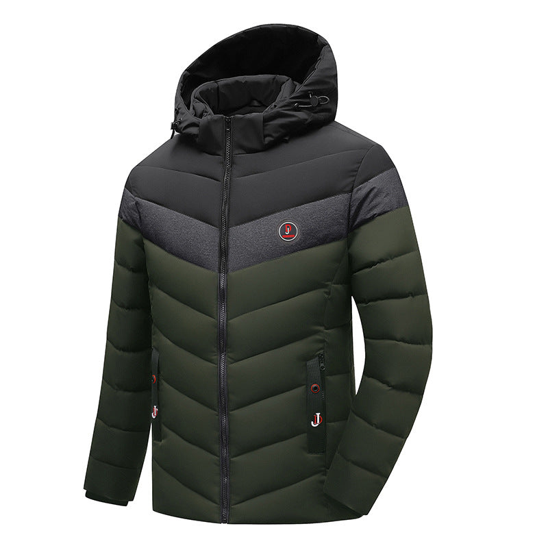 Herren Steppanorak mit Kapuze und wattierter Chevron-Isolationsjacke Drune