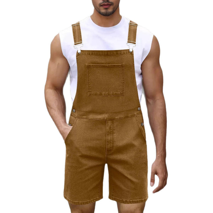 Herren Denim-Latzshorts mit modernen Taschen und verstellbaren Trägern Drune