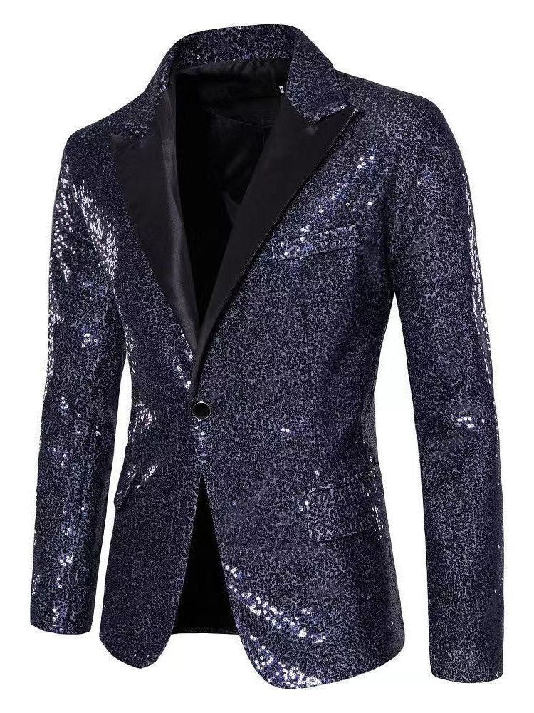 Herren eleganter Pailletten-Blazer mit edel dekorativen Akzenten Drune