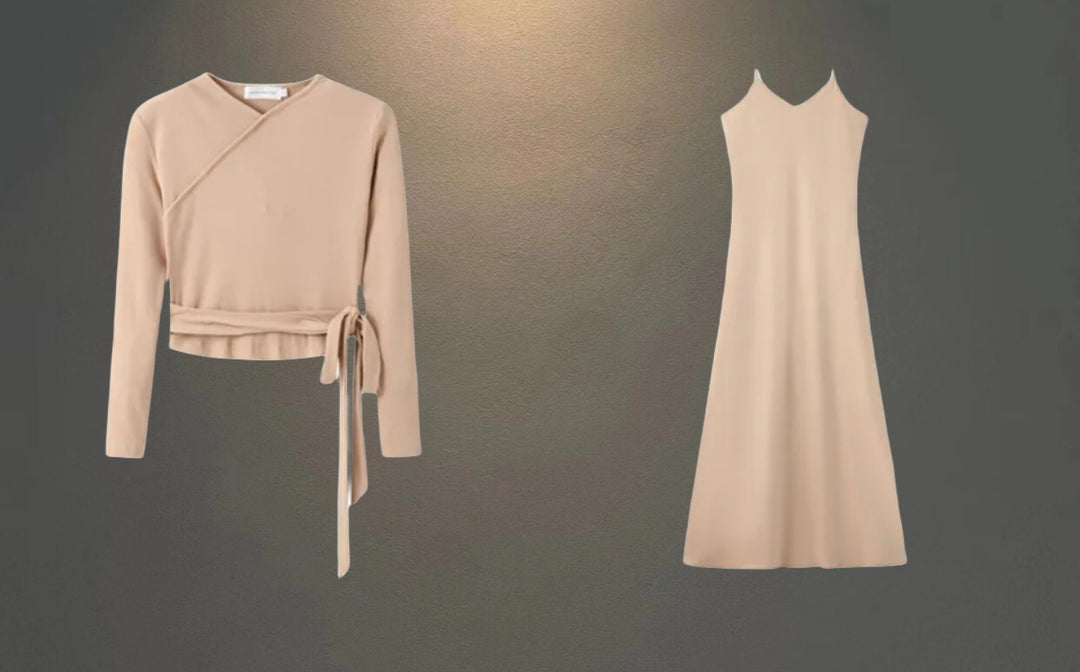 Damen Wickeloberteil und Maxikleid-Set Drune