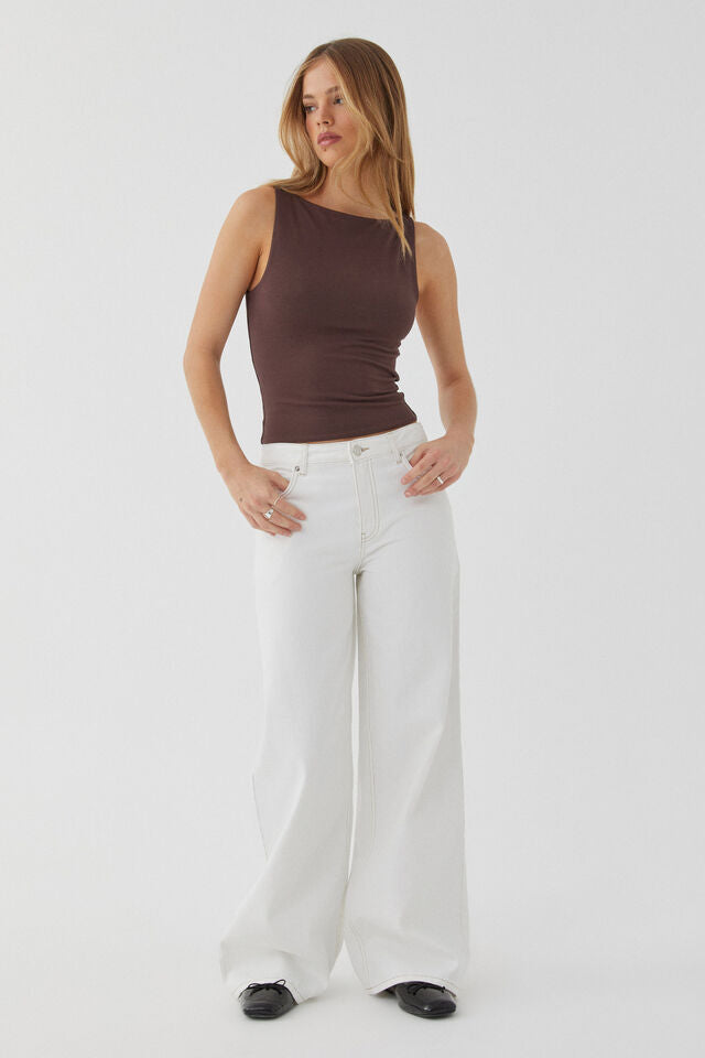 Damen nan weites Denim Hosenmodell mit tiefem Bund und weitem Schlag Drune