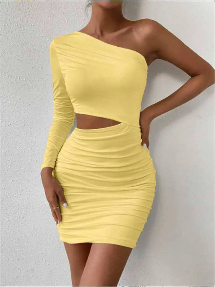Damen figurbetontes Wickelkleid mit asymmetrischem Design und raffinierten Rüschendetails Drune