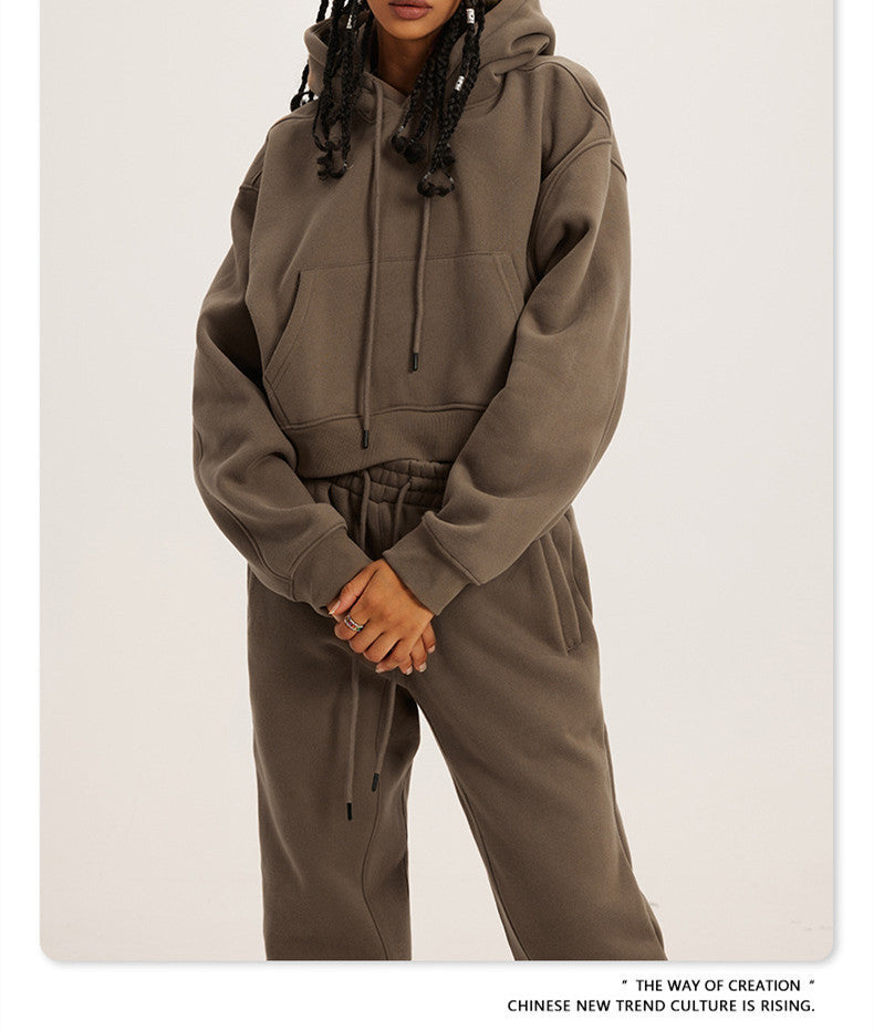 Damen cropped Hoodie und Jogginghose Set Drune