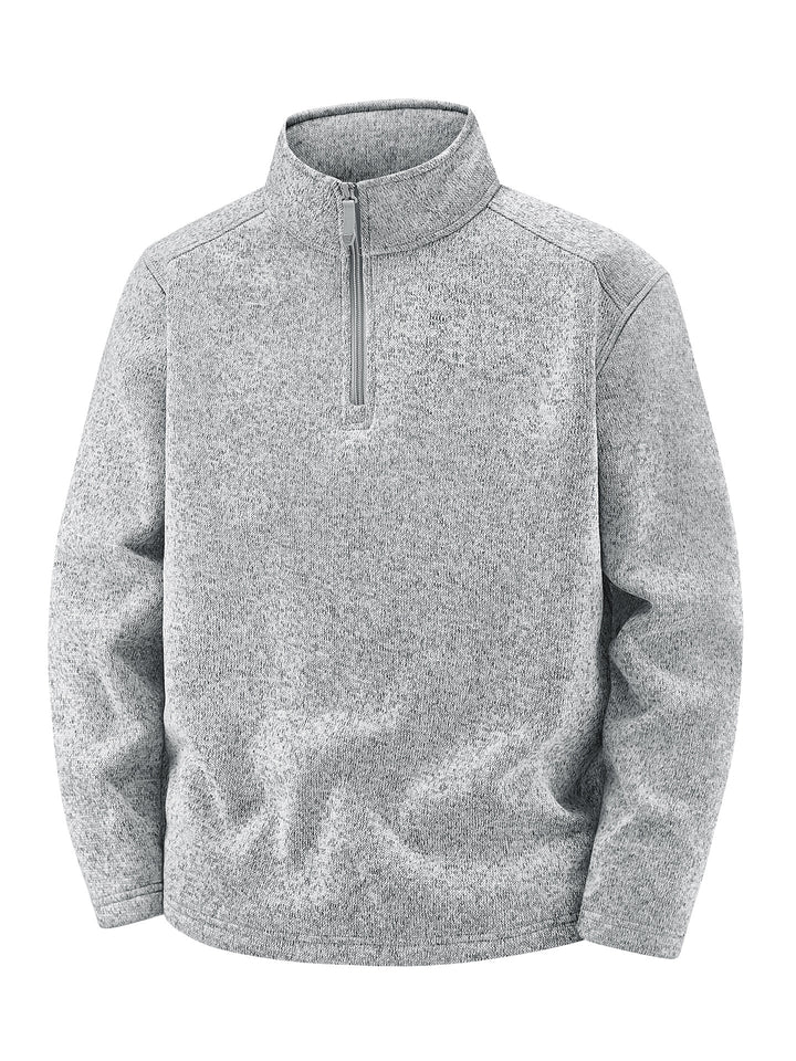 Herren Thermischer Strick-Fleecepullover mit halbem Reißverschluss und Stehkragen Drune