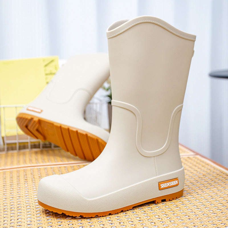 Damen Mittelhohe wasserdichte Gummistiefel mit griffiger Profillaufsohle Drune