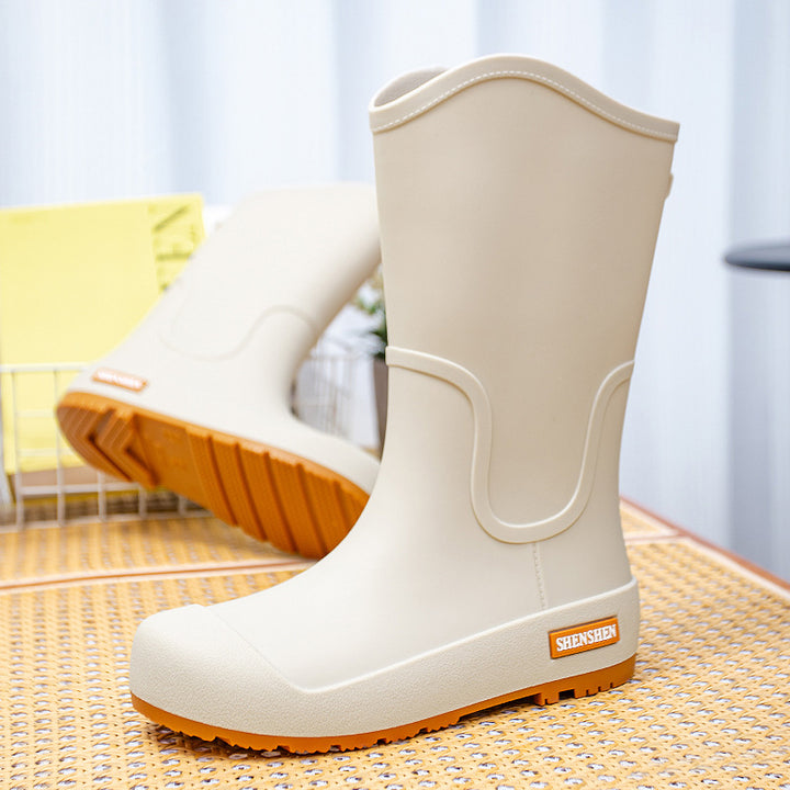Damen Mittelhohe wasserdichte Gummistiefel mit griffiger Profillaufsohle Drune