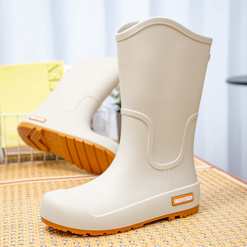 Damen Mittelhohe wasserdichte Gummistiefel mit griffiger Profillaufsohle Drune