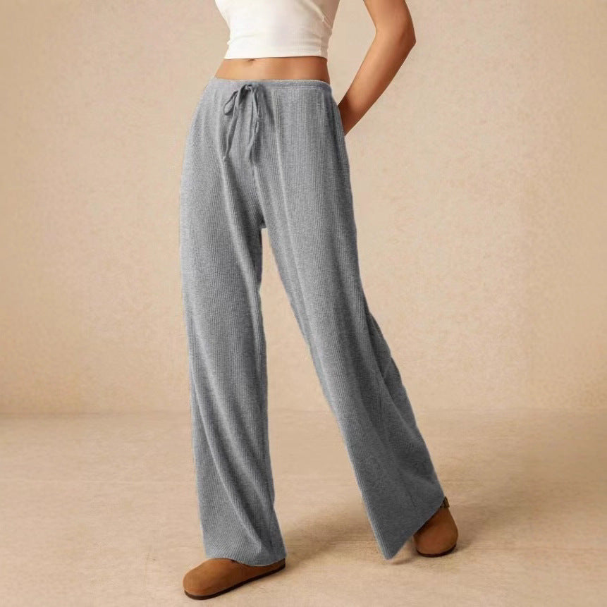 Damen weite Baumwoll-Haremshose mit hoher Taille und praktischem Kordelzug Drune